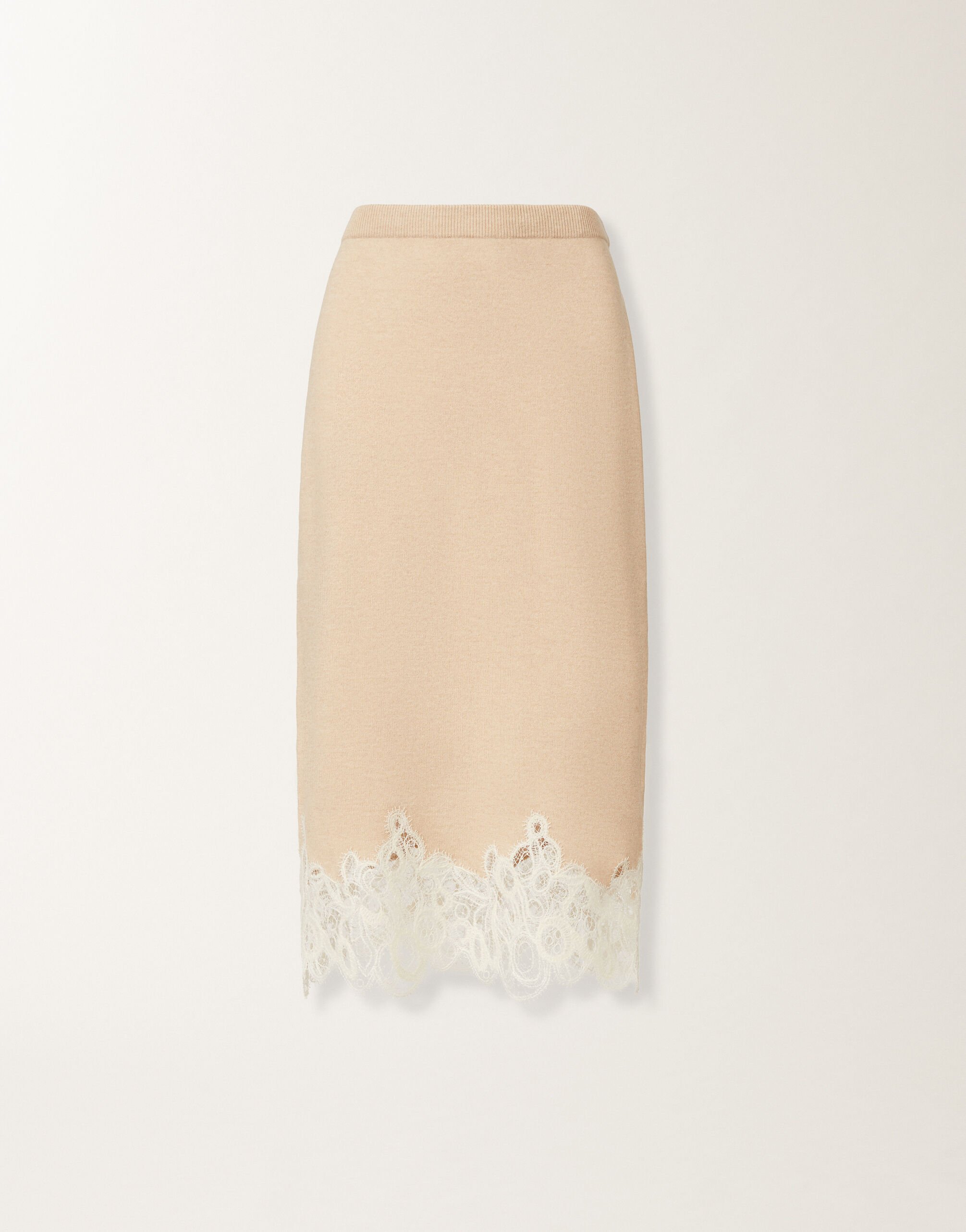 Fabiana Filippi Platinum skirt with macramé lace, rope BEIGE GND215F395L5190000