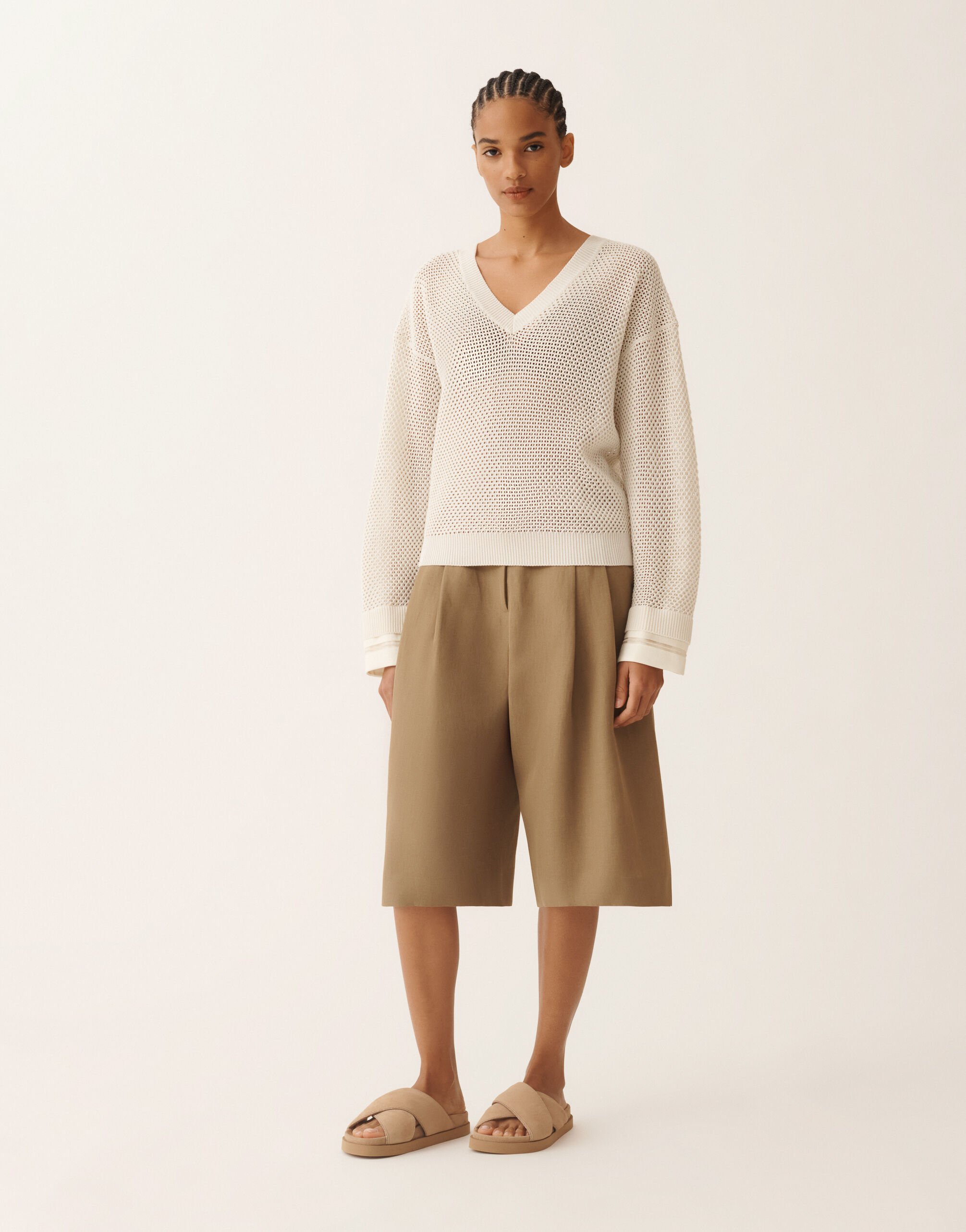 Maglia in cotone organico con viscosa brillante, burro Fabiana Filippi Maglia in cotone organico con viscosa brillante, burro BURRO MAD276F481M1560000