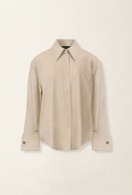 Long flannel shirt, greige Fabiana Filippi Long flannel shirt, greige Greige CAD226F693D1860000