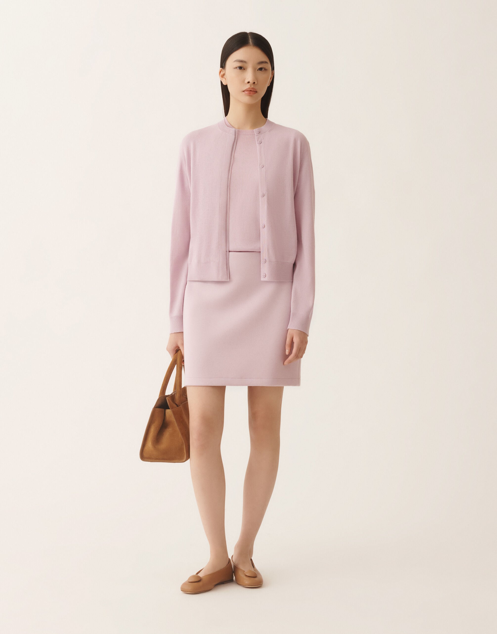 Wool and cotton sweater, lilac pink for Women | Fabiana Filippi®