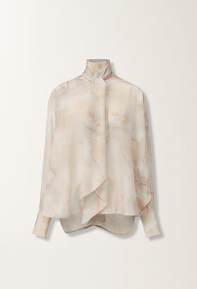 Fabiana Filippi Top in crepe de chine stampato, burro, acero e peonia BEIGE TPD215F318D8860000