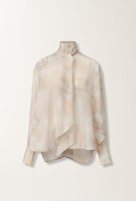 Fabiana Filippi Printed crepe de chine top, butter, maple and peony BEIGE TPD215F318D8860000
