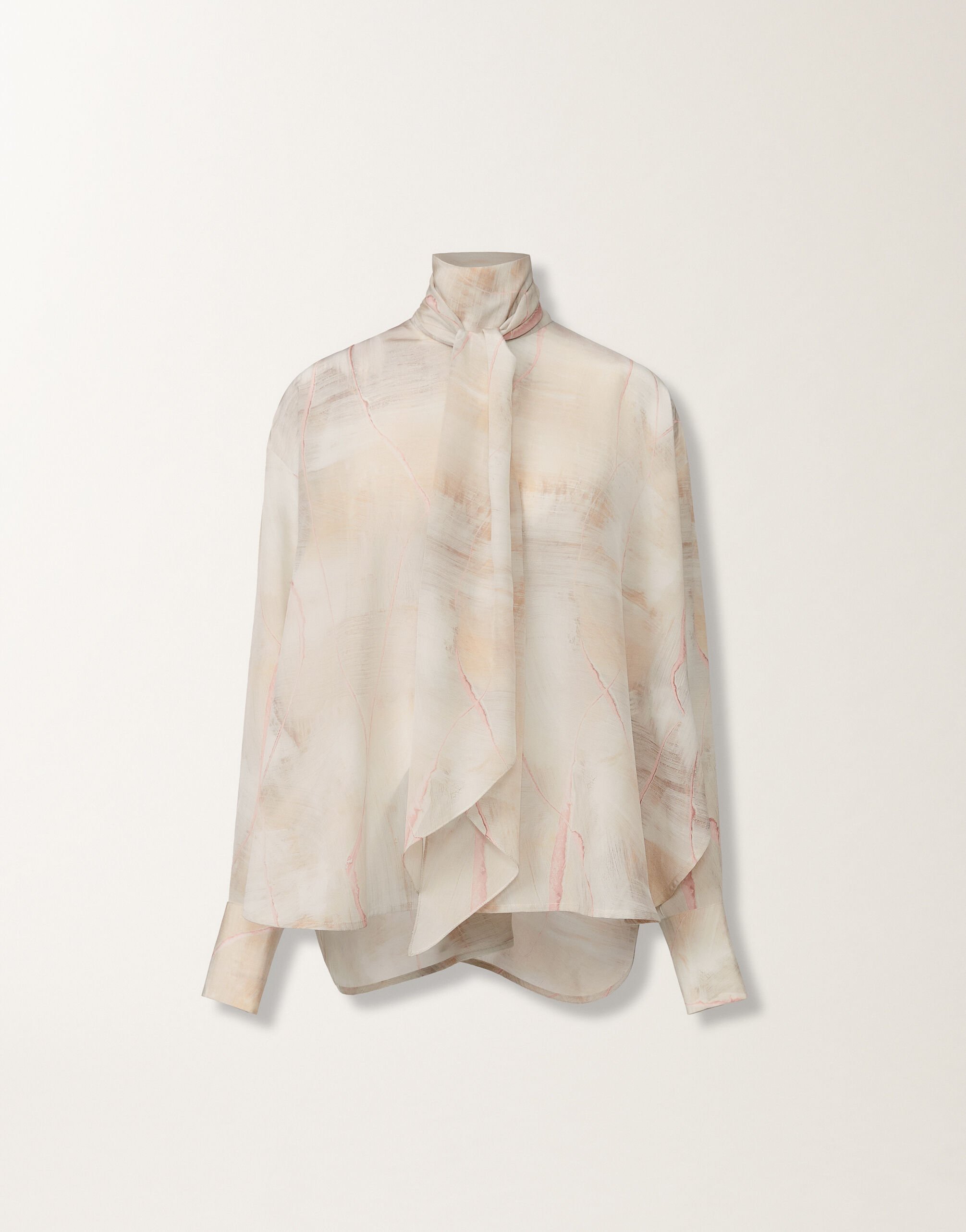 Fabiana Filippi Top in crepe de chine stampato, burro, acero e peonia BEIGE TPD215F318D8860000