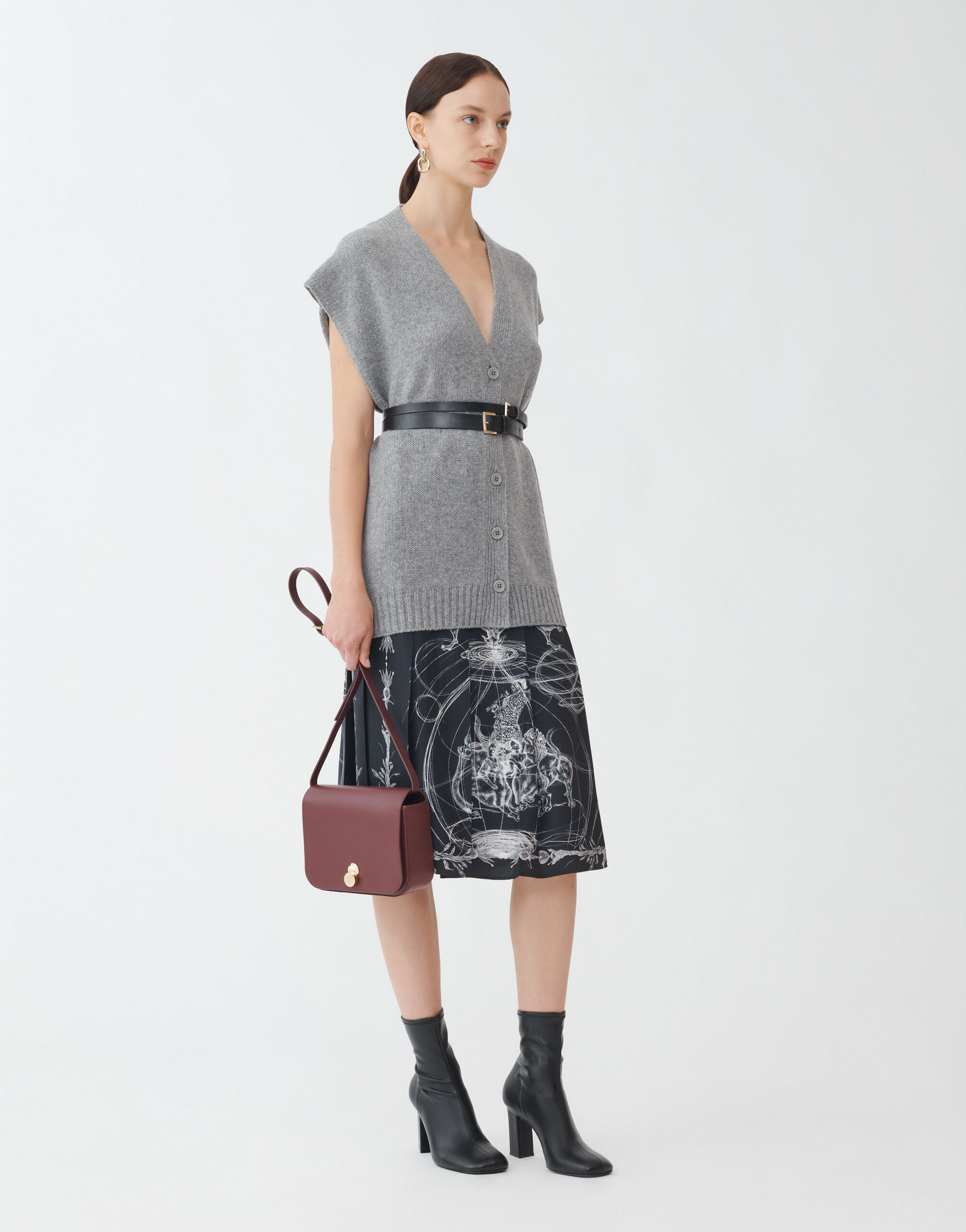 レディースガーゼ カシミヤ ベスト§メランジストーングレー Fabiana