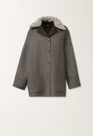 Fabiana Filippi Caban aus Double-Wollgewebe, felsgrau und anthrazit Grau CTD215F260L6040000