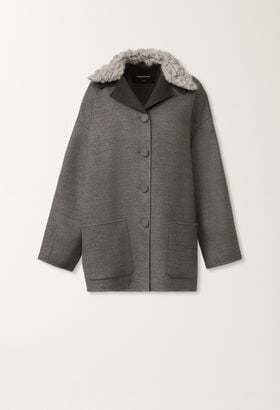 Fabiana Filippi Double wool pea coat, rock and anthracite GREY CTD215F260L6040000