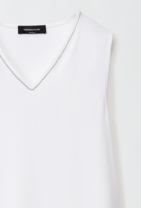 Fabiana Filippi Silk marocain vest top, optical white WHITE TPD224F773SK110000