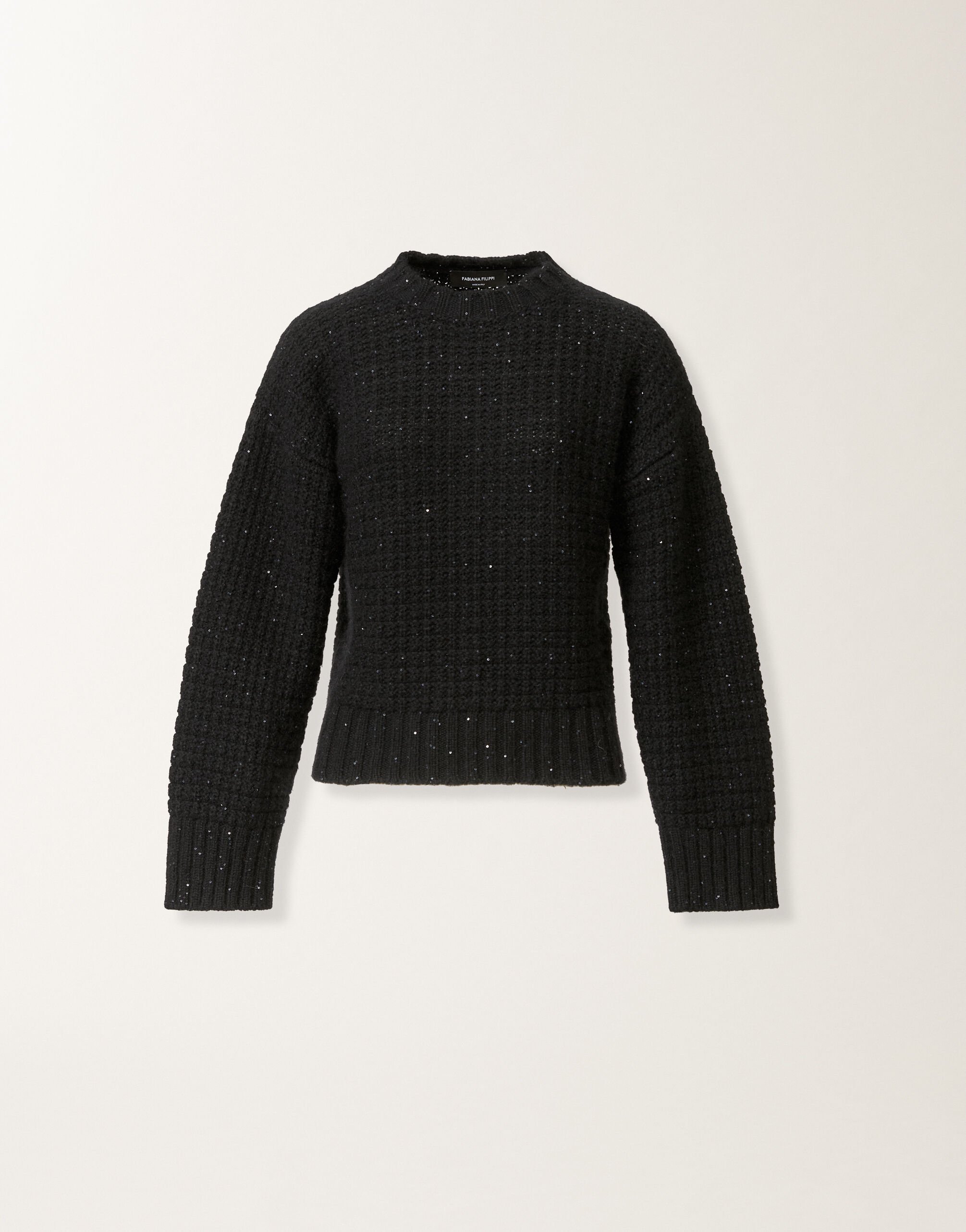 Fabiana Filippi Platinum sweater with sequins, black Black MAD225F104L6170000