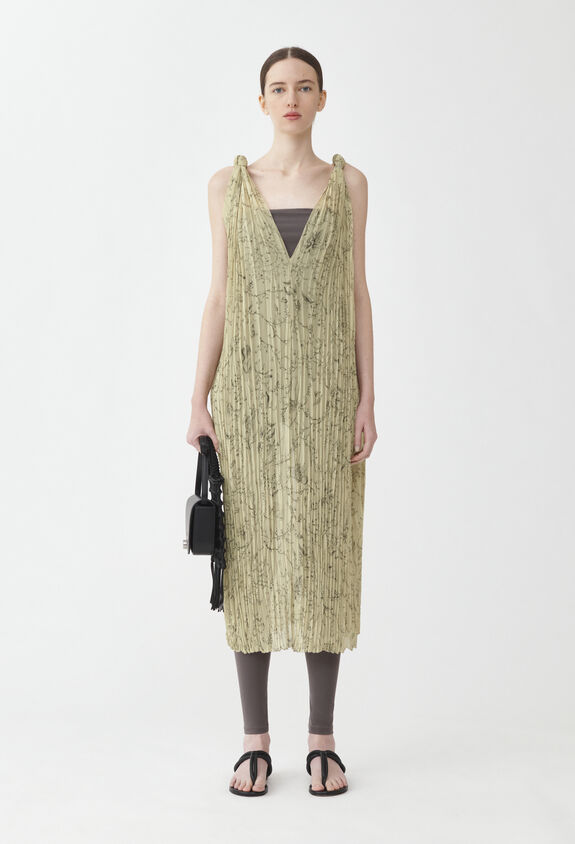 Fabiana Filippi Kleid aus plissiertem Georgette, Pistazie ABD274F741H2970000