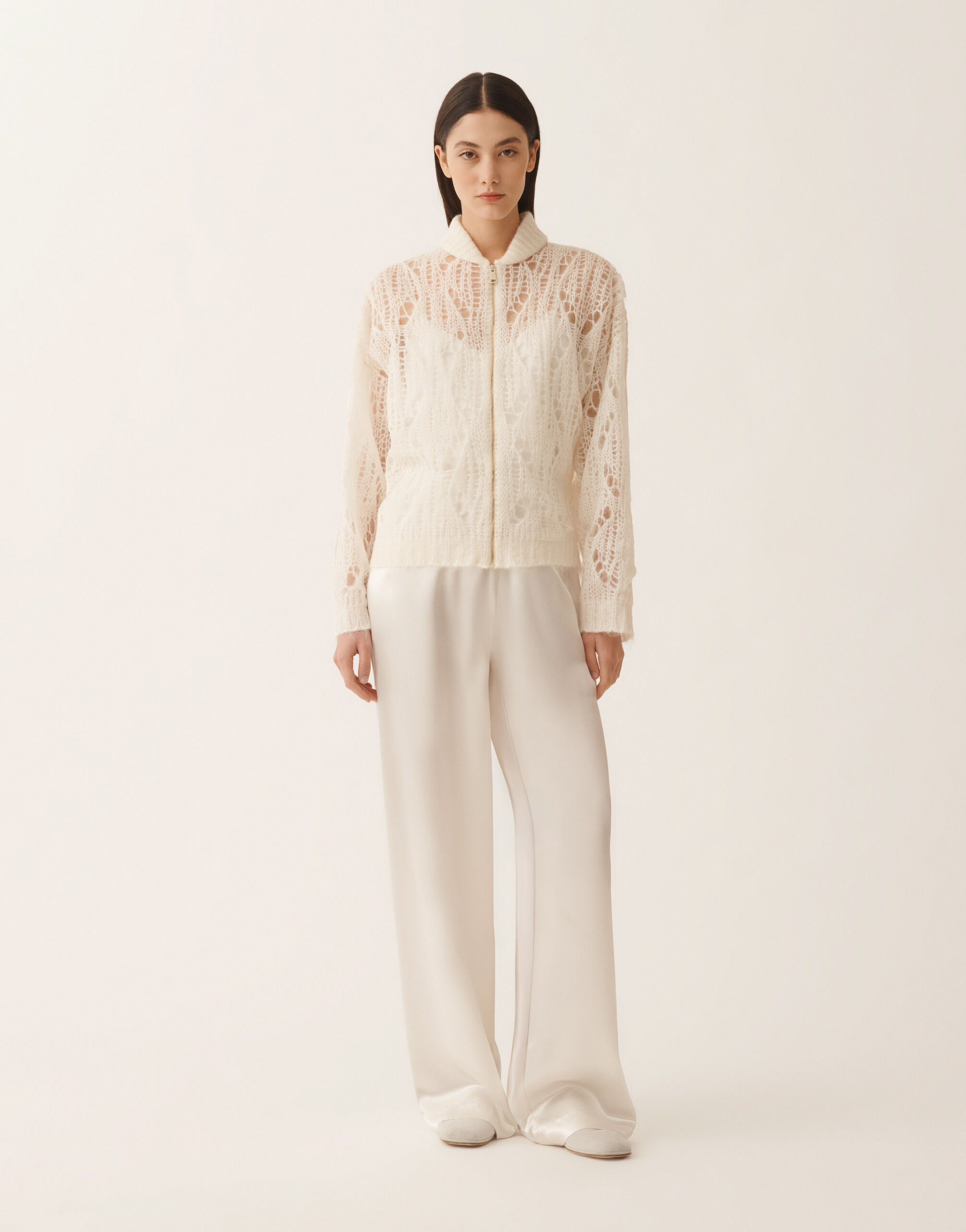 Mohair bomber jacket with coating, raffia for Women | Fabiana Filippi®