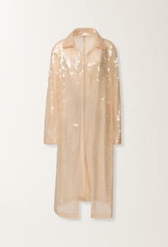 Fabiana Filippi Cappotto con paillettes efecto agua, nude Beige CTD266F255L7930000