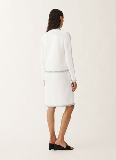 Fabiana Filippi Organic cotton cardigan, optical white and aqua green WHITE/AQUAGREEN MAD275F669L3810000