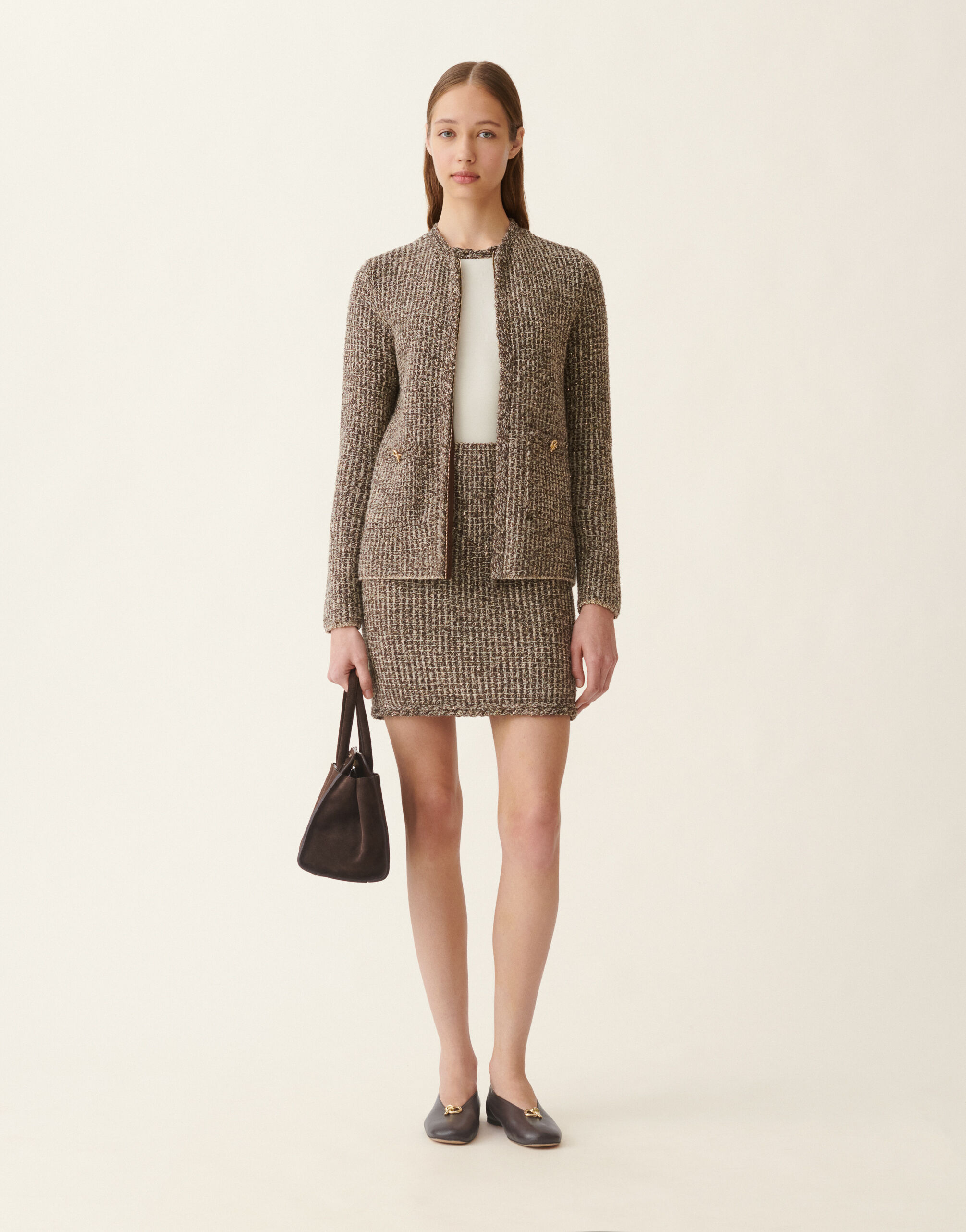 Fabiana Filippi Veste en tweed, ébène ébène GCD216F165M2570000