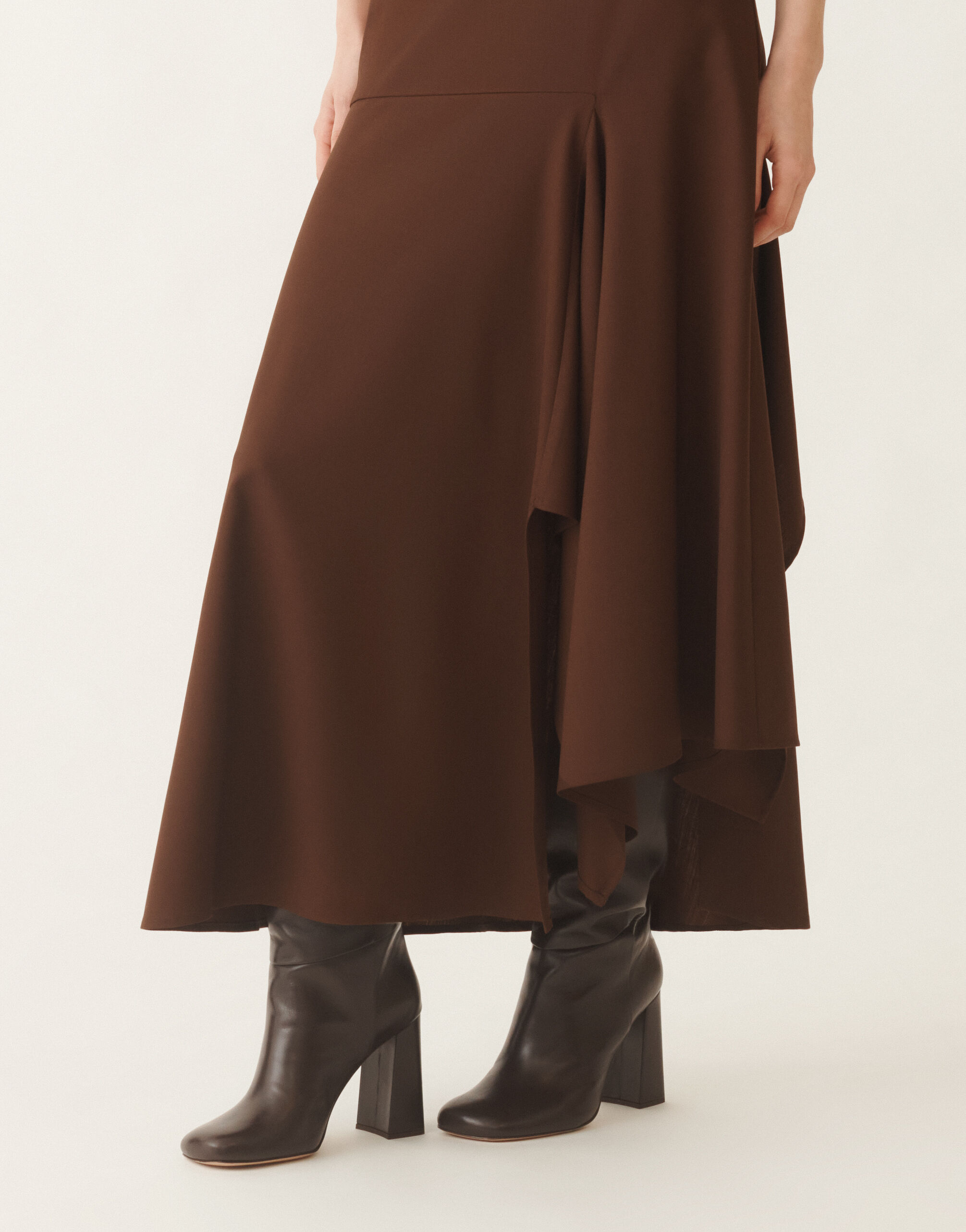 Cool wool asymmetrical skirt, ebony for Women | Fabiana Filippi®