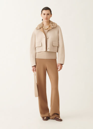 Fabiana Filippi Kurze Jacke aus Double-Wollgewebe, seilbraun und weidenfarben Beige CTD215F261L5110000