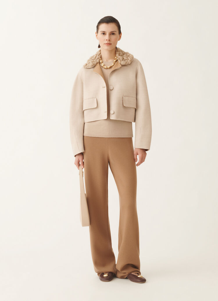 Double wool short jacket, rope and wicker for Women | Fabiana Filippi®