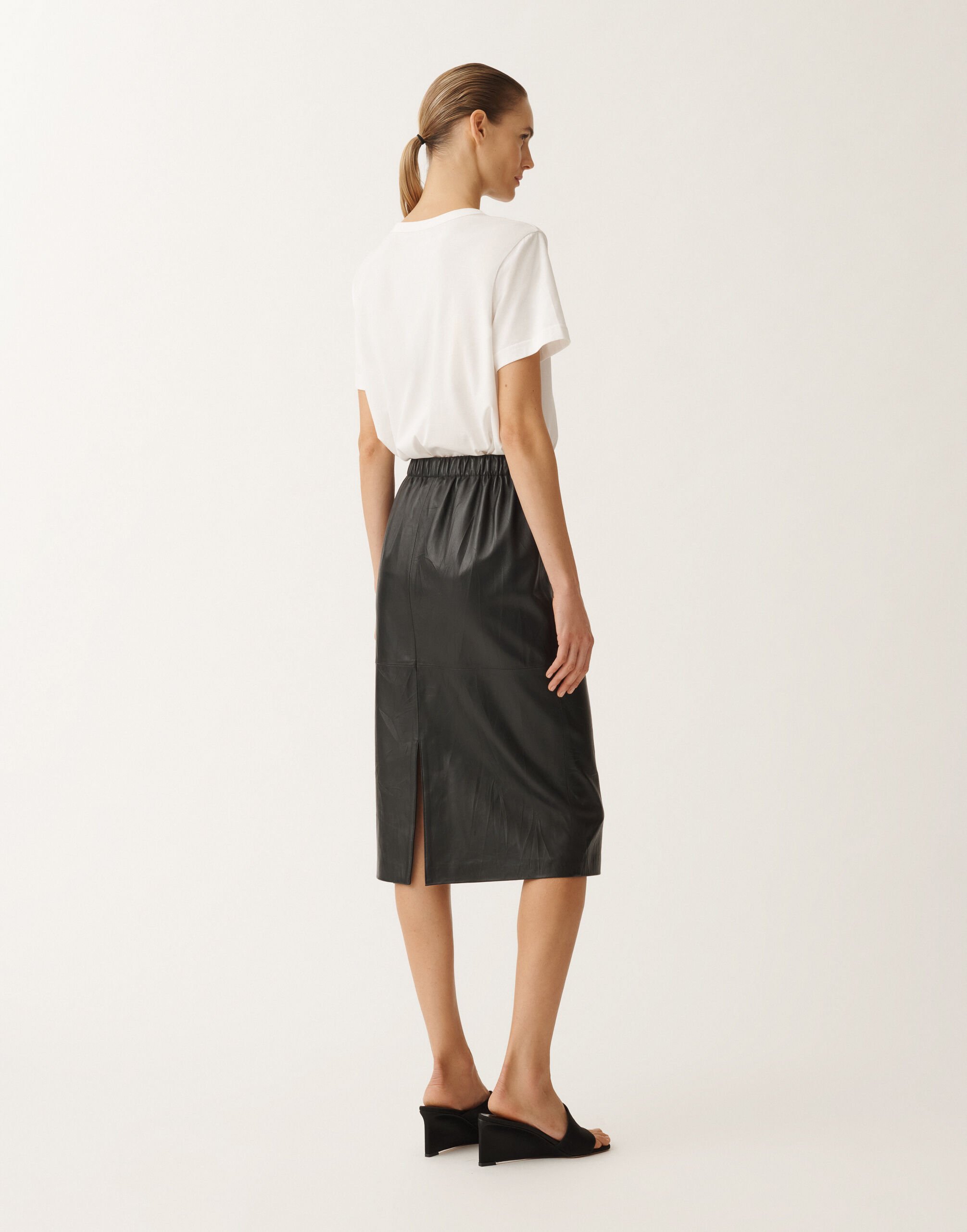 Fabiana Filippi Jupe plissée en cuir nappa, noir NOIR PLD265F288L1760000
