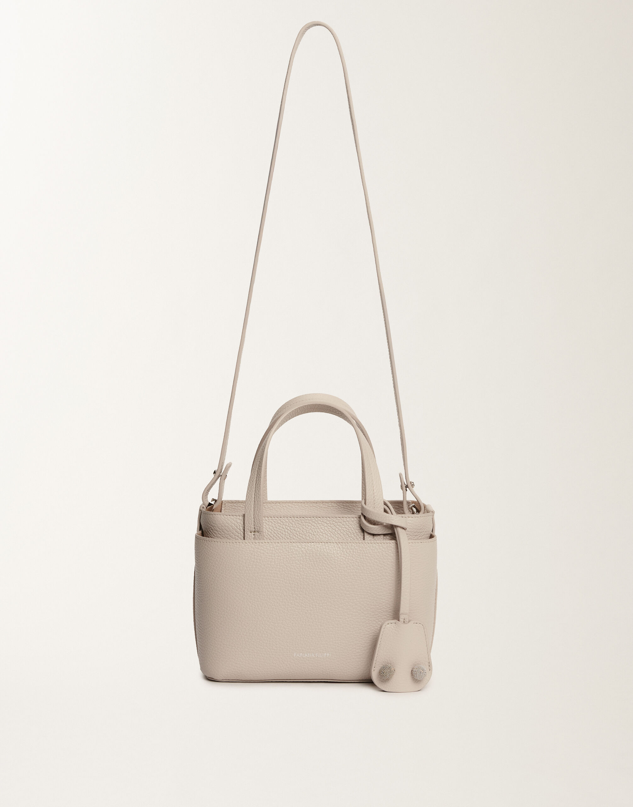 Fabiana Filippi Medium grained leather handbag, marble GREY BGD215A861L8040000