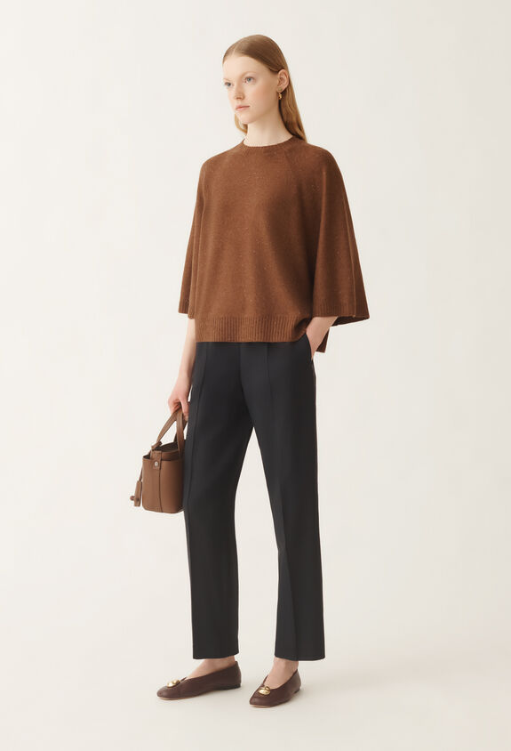 Fabiana Filippi Wool and silk cape with sequins, mahogany BROWN MAD215F067D2960000