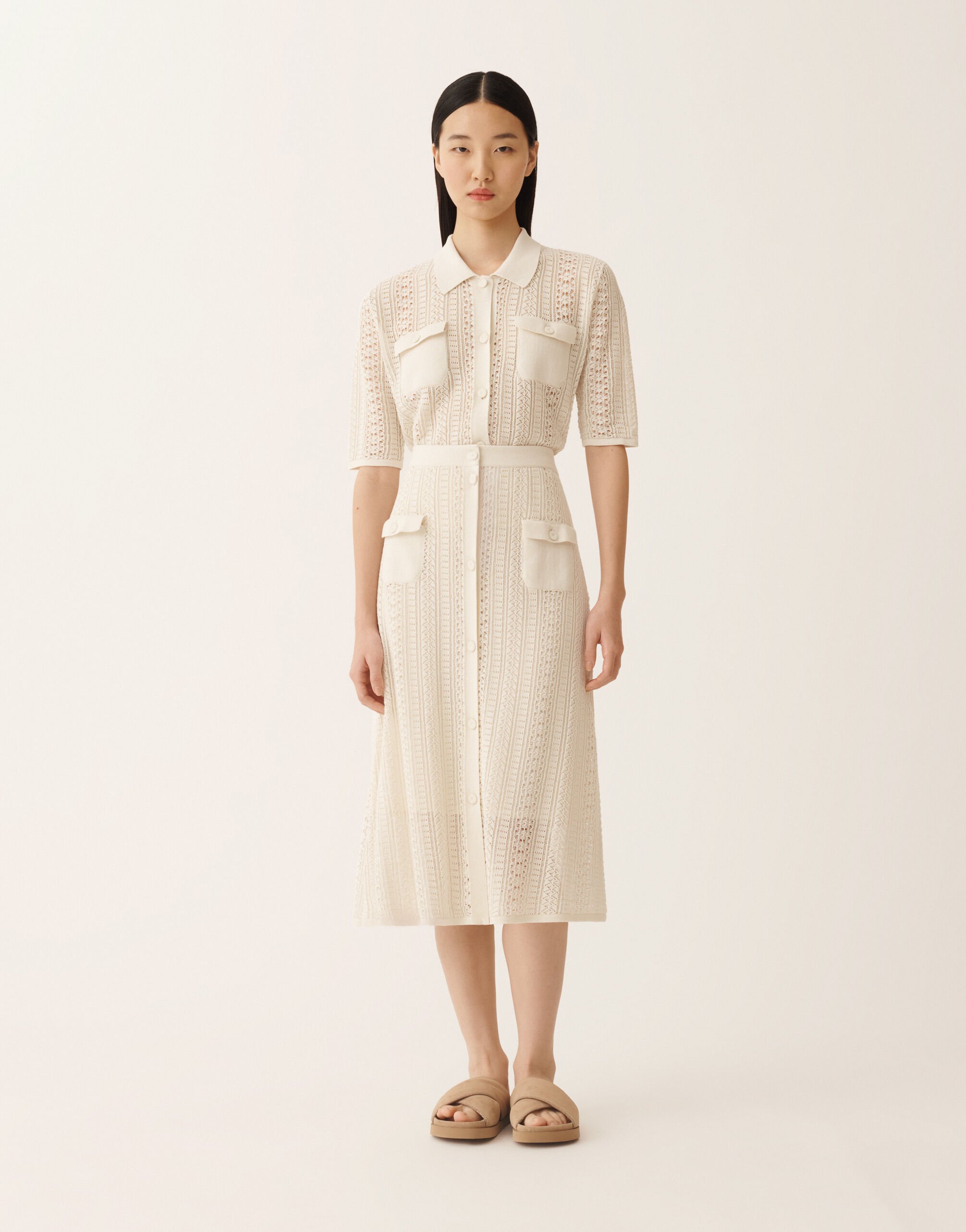 Gonna in cotone organico con viscosa brillante, burro Fabiana Filippi Gonna in cotone organico con viscosa brillante, burro BURRO GND276F814M1320000