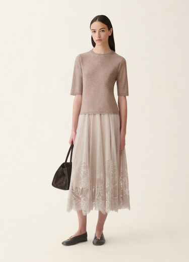 Pullover aus Wolle mit Pailletten, mocha Fabiana Filippi Pullover aus Wolle mit Pailletten, mocha Mocha MAD216F092D7220000