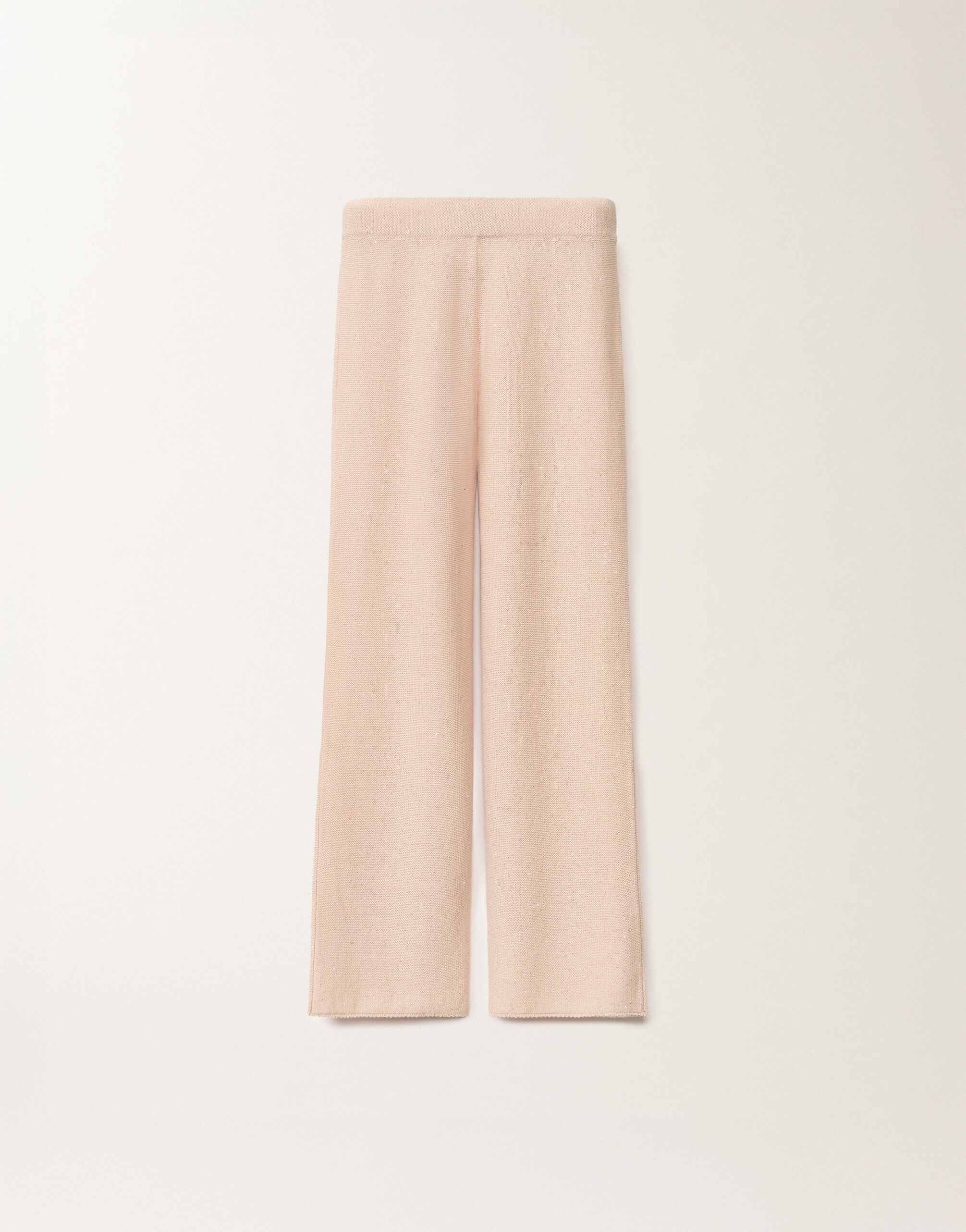 Fabiana Filippi Pantalone in cotone e lino con paillettes, cipria ROSA PAD265F351D2730000