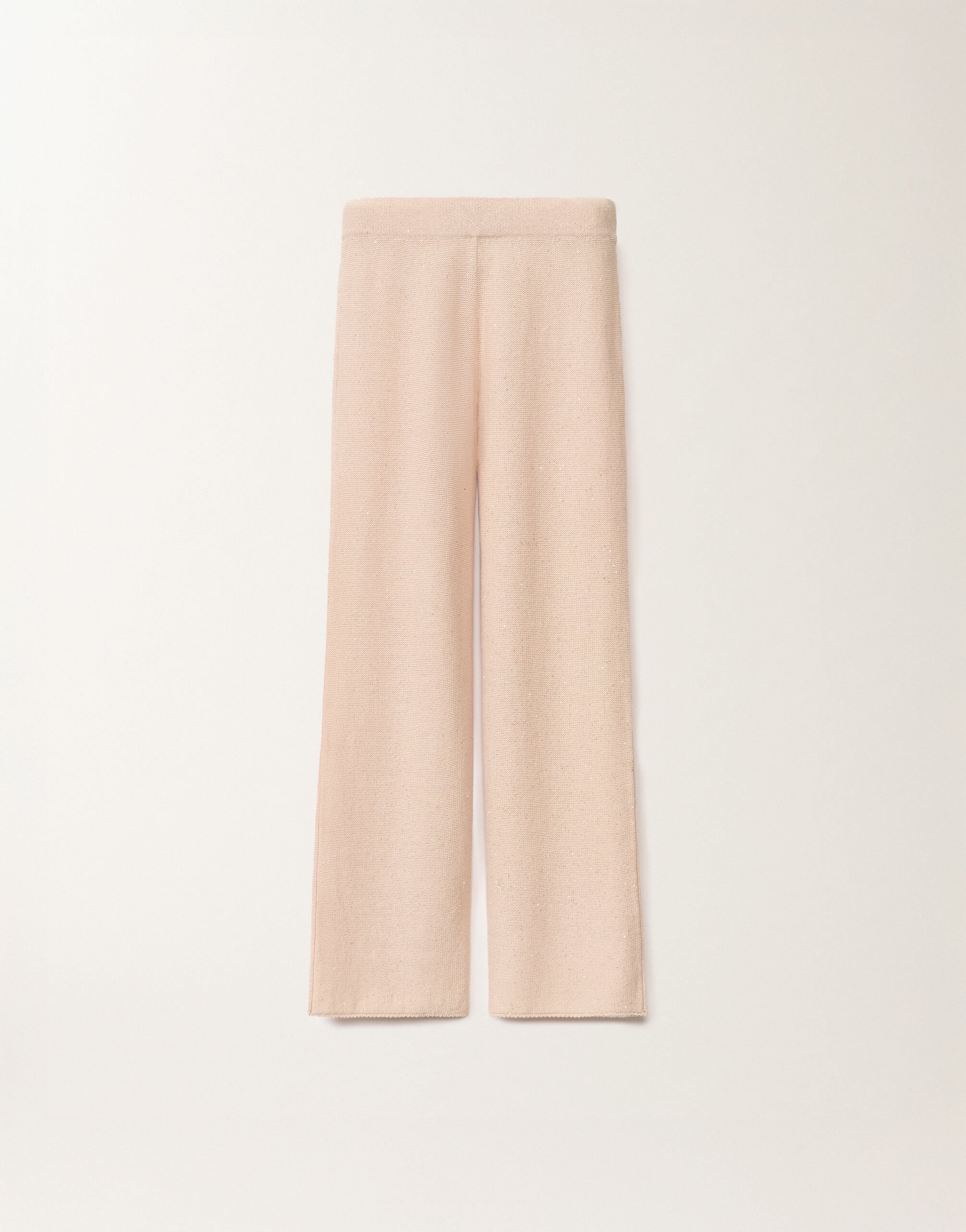 Fabiana Filippi Pantalone in cotone e lino con paillettes, cipria ROSA PAD265F351D2730000