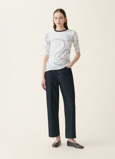 T-shirt en jersey de coton côtelé, blanc Fabiana Filippi T-shirt en jersey de coton côtelé, blanc Blanc JED216F109M3060000