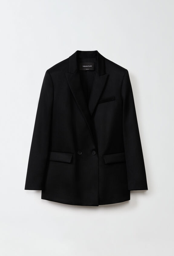 Fabiana Filippi Zweireihige Jacke aus Wollköper, Schwarz SCHWARZ GCD224F412SK070000