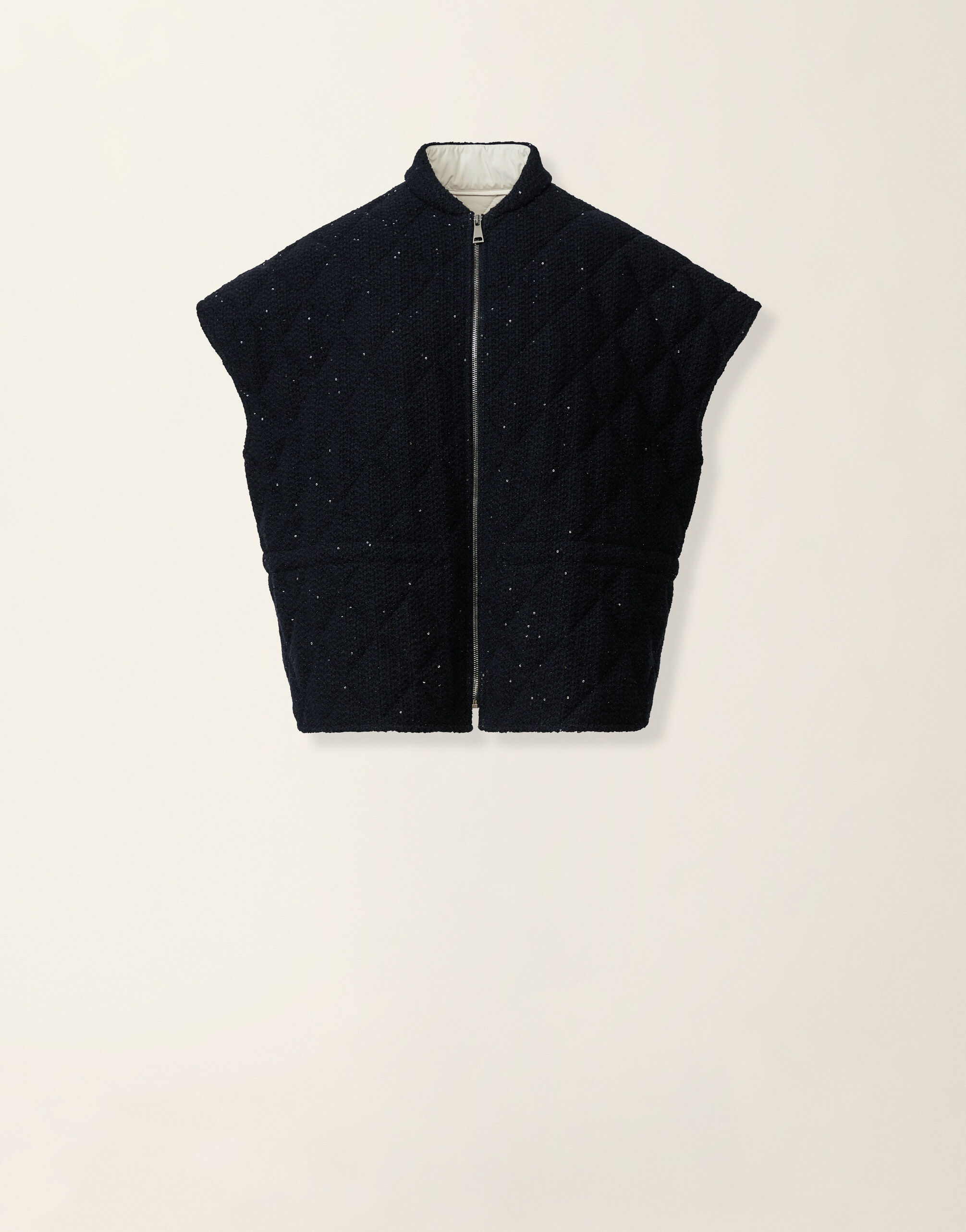 Fabiana Filippi Cape en Platinum et paillettes, bleu nuit Bleu nuit CTD216F183M3270000