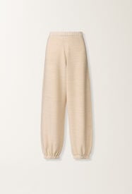 Fabiana Filippi Pantalón jogging de lana, algodón y lurex, color crema Mantequilla PAD266F328L7660000