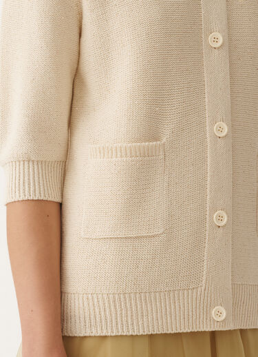 Fabiana Filippi Cotton and linen cardigan with sequins, vanilla WHITE MAD265F127D2730000