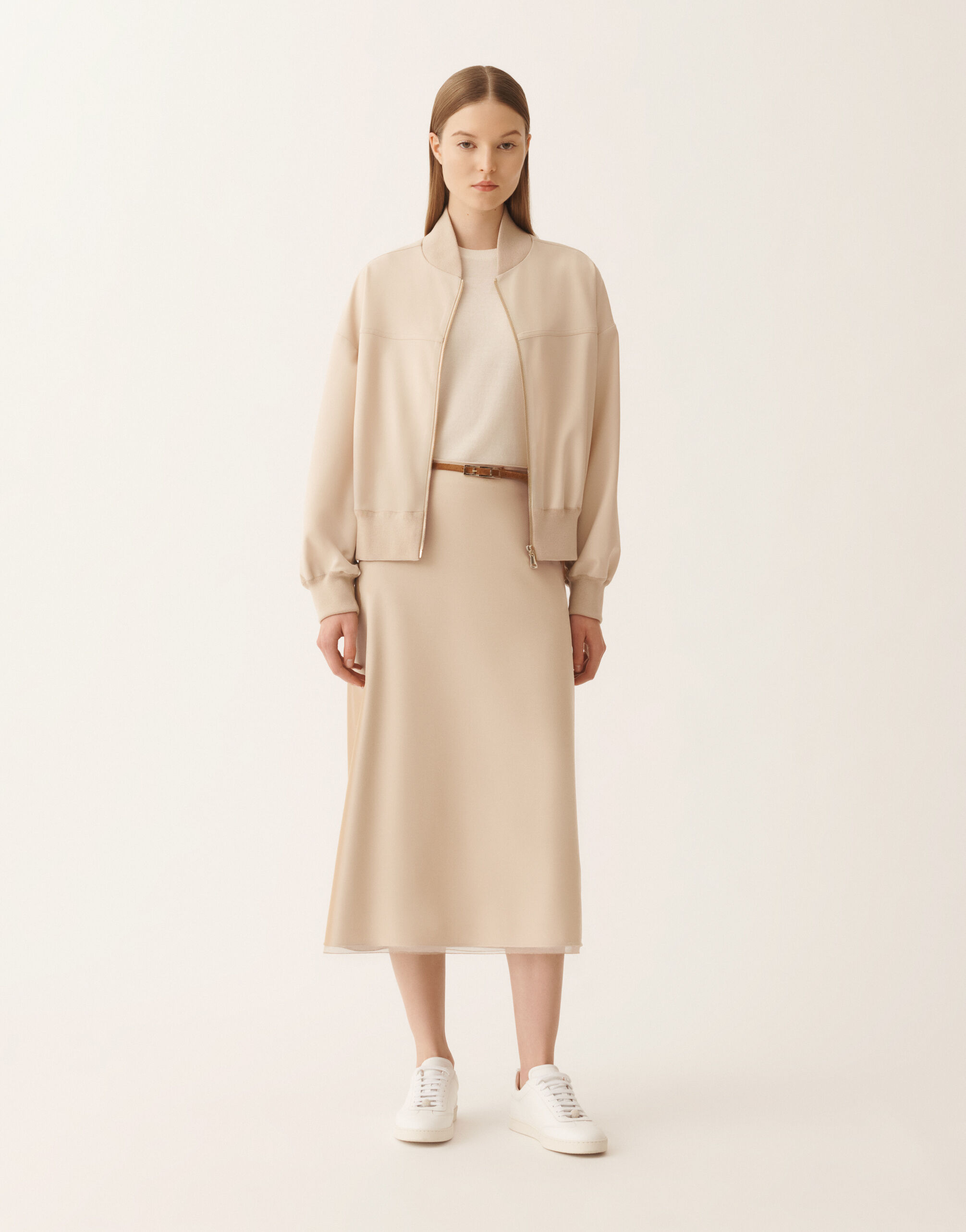 Techno tailoring bomber jacket, nude for Women | Fabiana Filippi®
