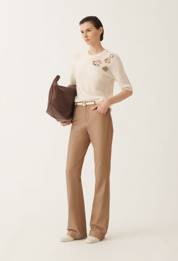 Fabiana Filippi Nappa leather trousers, wicker BROWN PLD215F274D8960000