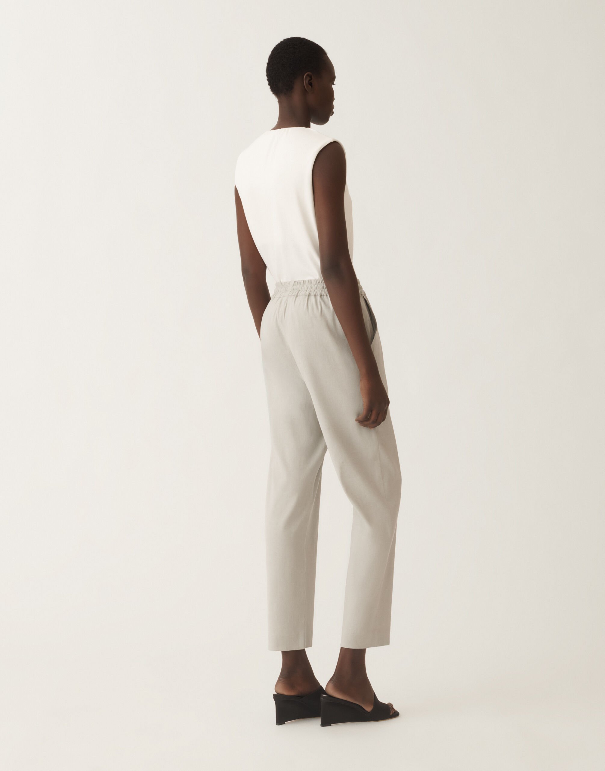 Fabiana Filippi Stretch viscose and linen trousers, steel STEEL PADC02F410H5490000