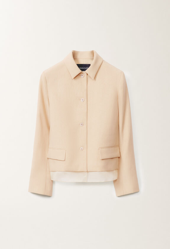 Fabiana Filippi Wool and linen mat jacket, sand BROWN GCD265F314D8220000