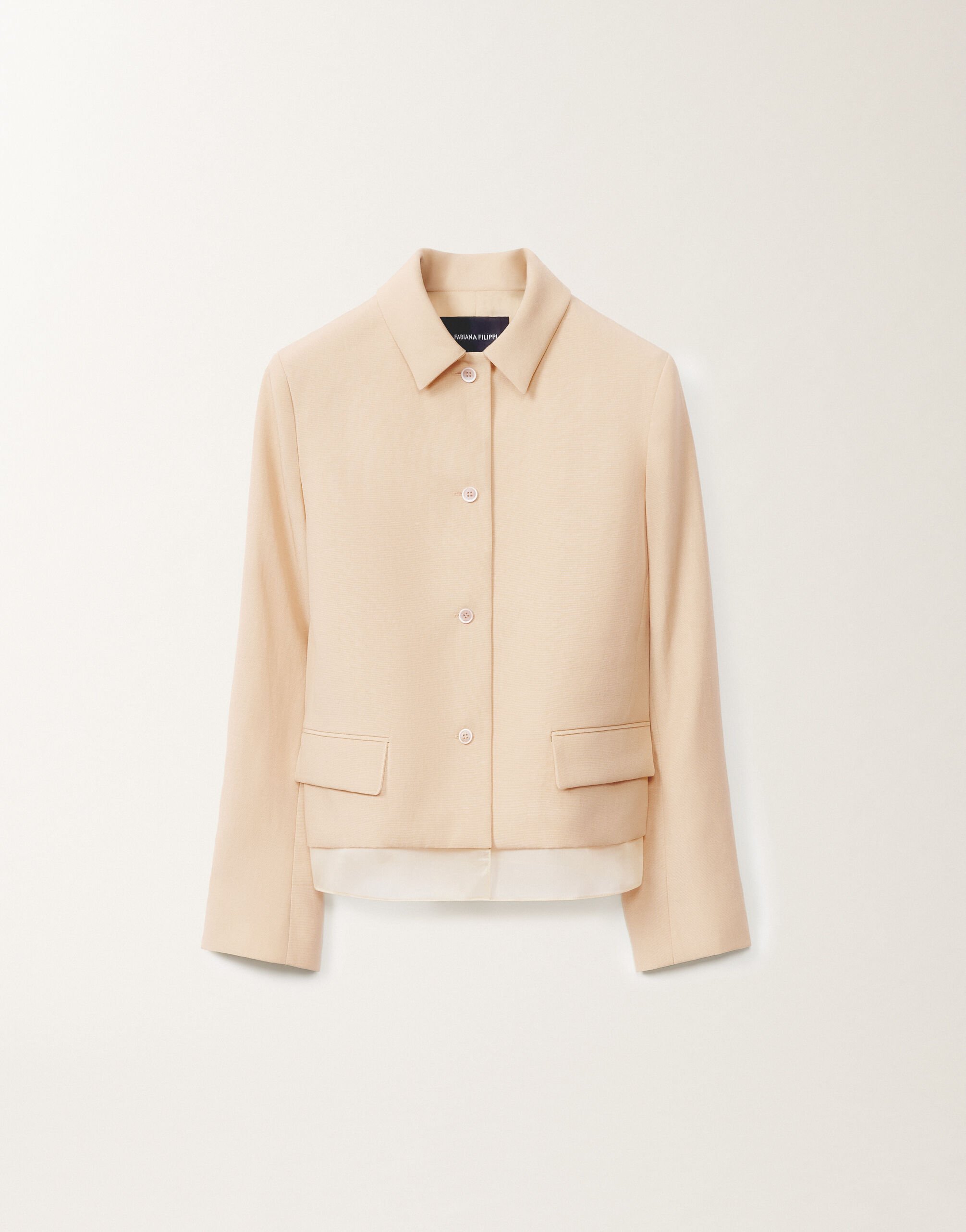 Fabiana Filippi Wool and linen mat jacket, sand BROWN GCD265F314D8220000