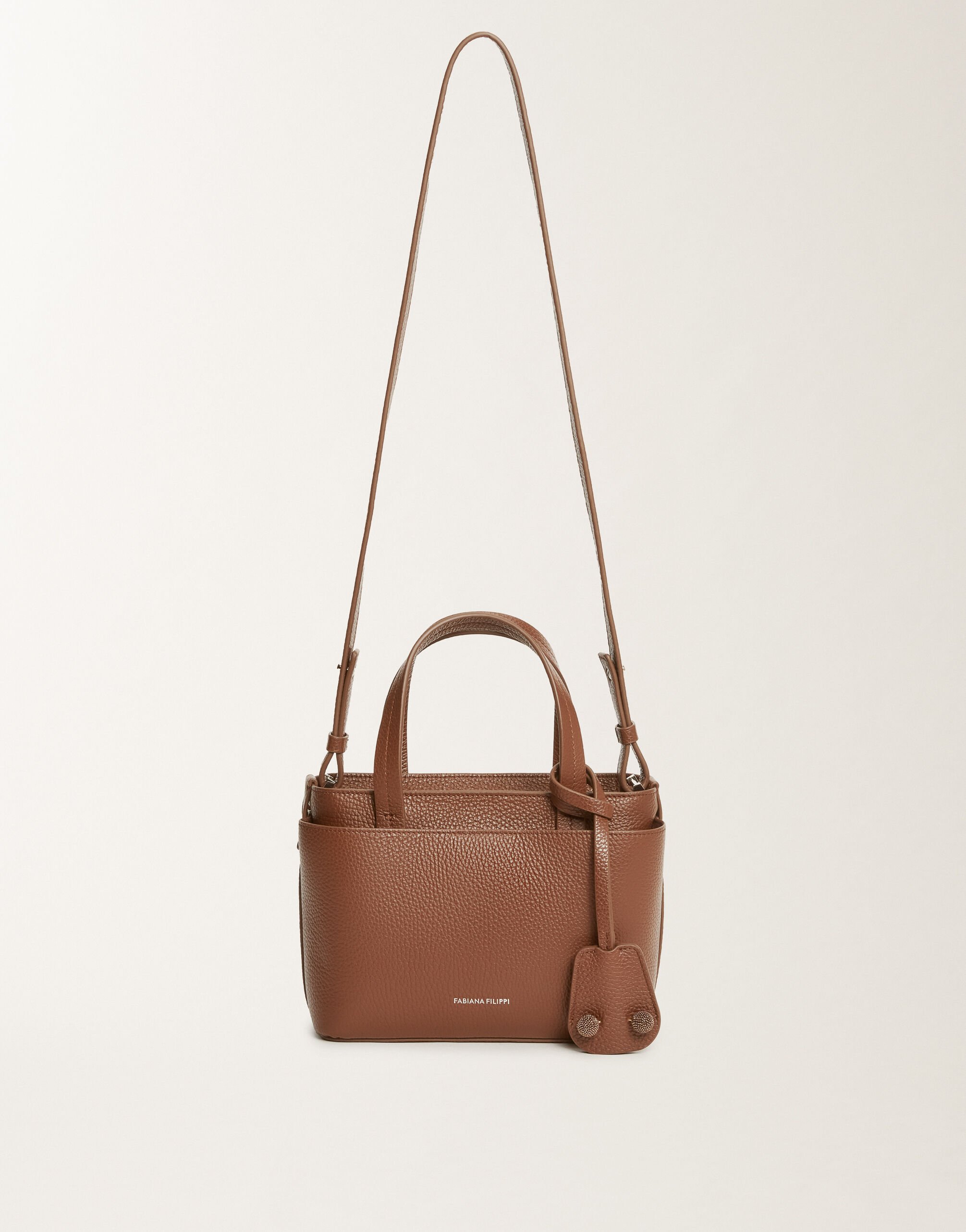 Fabiana Filippi Mittlere Handtasche aus genarbtem Leder, mahagonibraun Braun BGD215A861L8040000