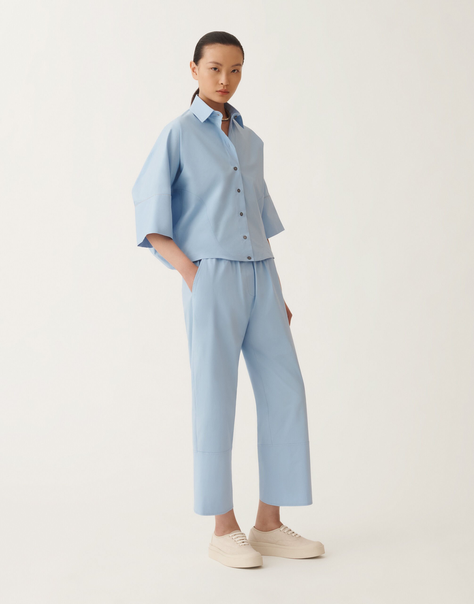 Fabiana Filippi Bluse aus Stretch-Popeline, hellblau HELLBLAU CADC02F356H5450000