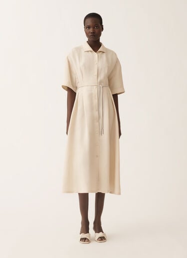 Fabiana Filippi Hemdblusenkleid aus Leinen und Viskose, sand hell SAND ABDC02F101H5470000