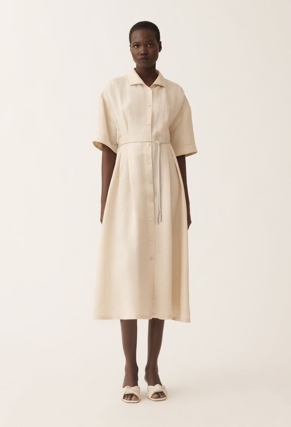 Fabiana Filippi Linen and viscose shirt dress, light sand SAND ABDC02F101H5470000