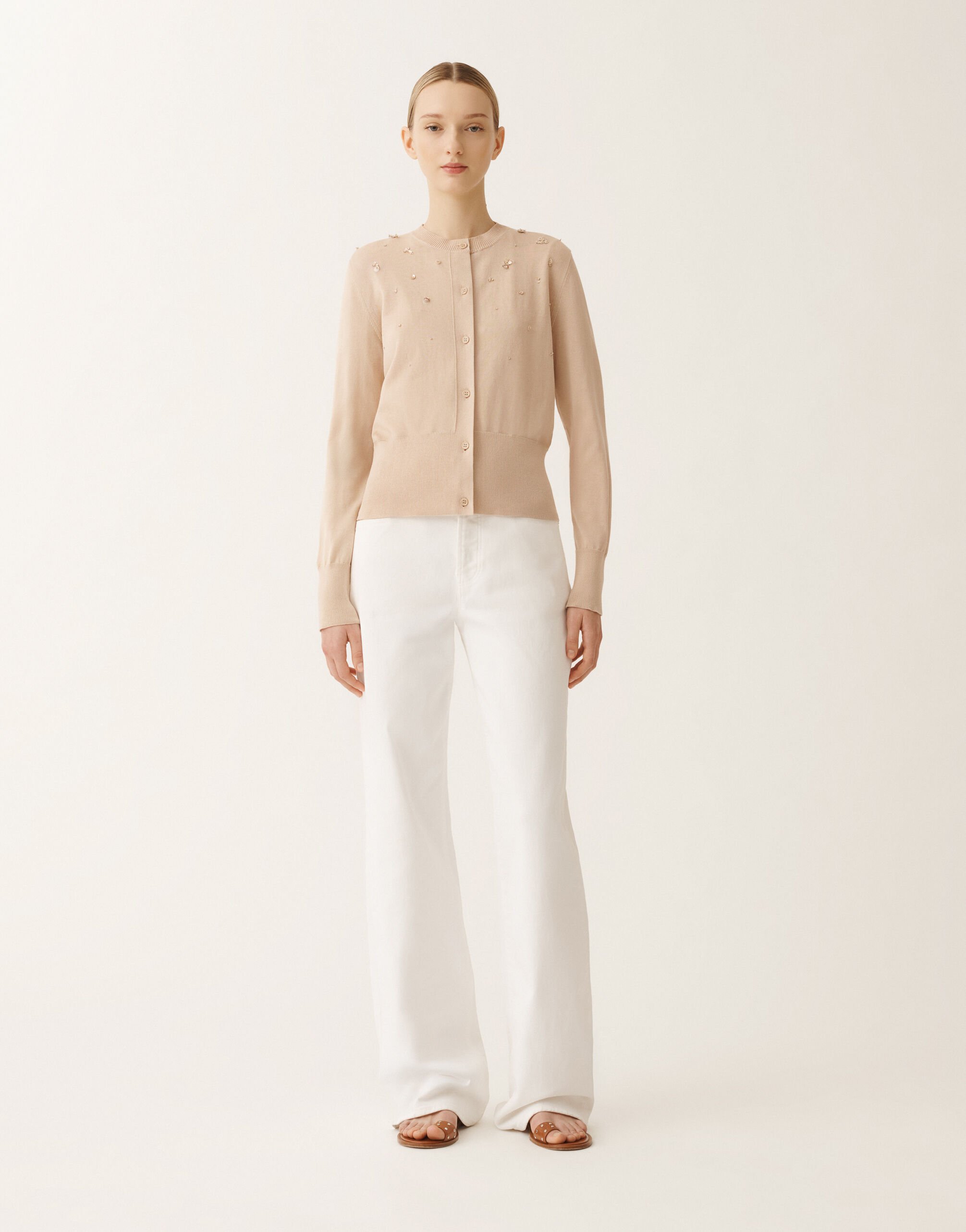 Fabiana Filippi Cotton cardigan, sand SAND MAD275F543L3350000