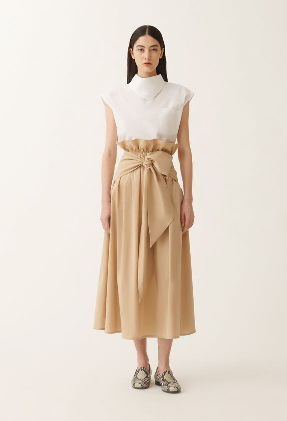 Fabiana Filippi Jupe en popeline technique, sable SABLE GND275F811D8540000