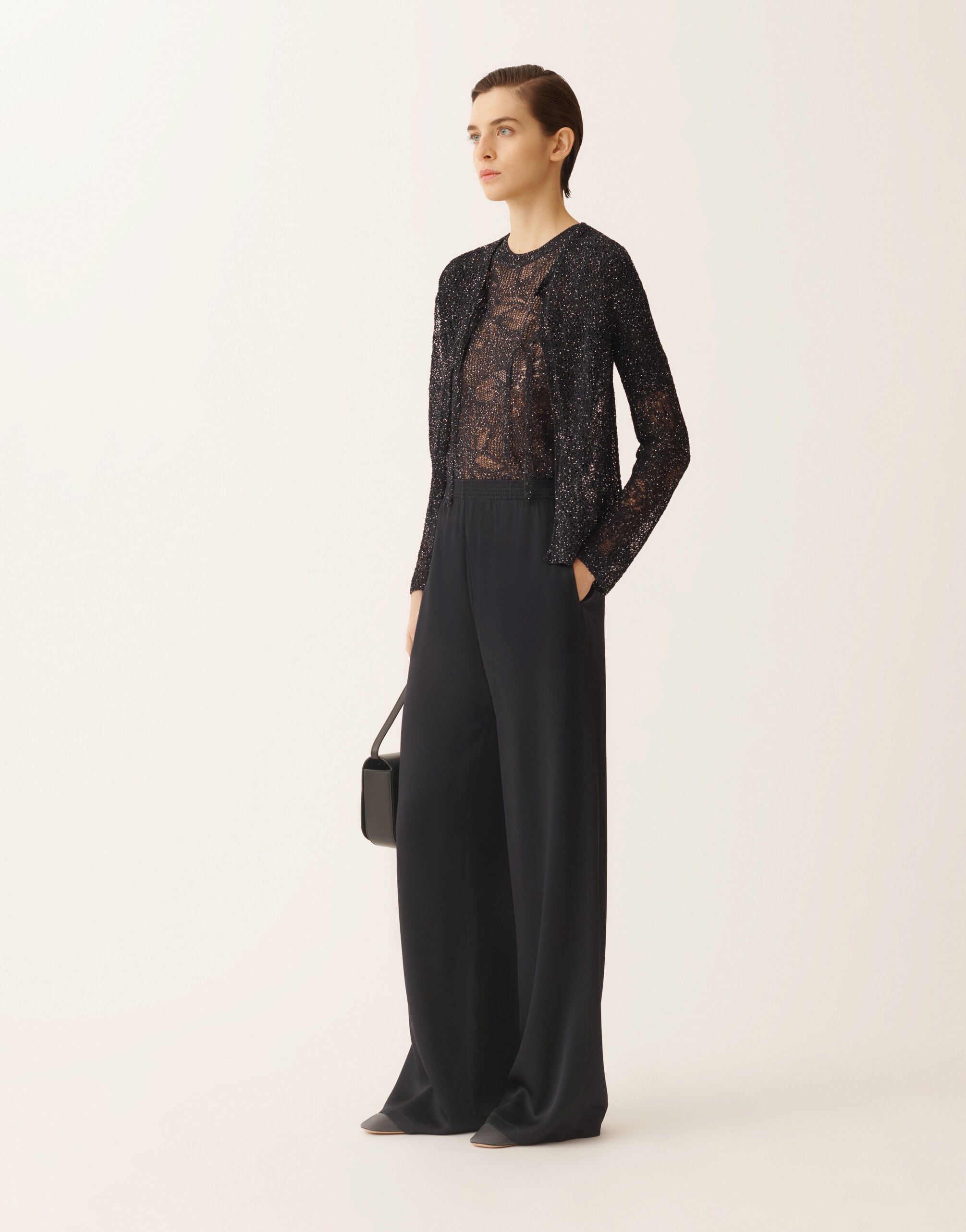 Cardigan in midnight blue micro sequins for Women | Fabiana Filippi®