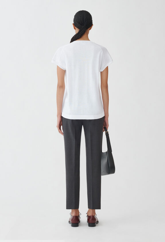 Fabiana Filippi COTTON V NECK SWEATER WITH SEQUIN THREAD OPTICAL WHITE MAD274F358H4960000