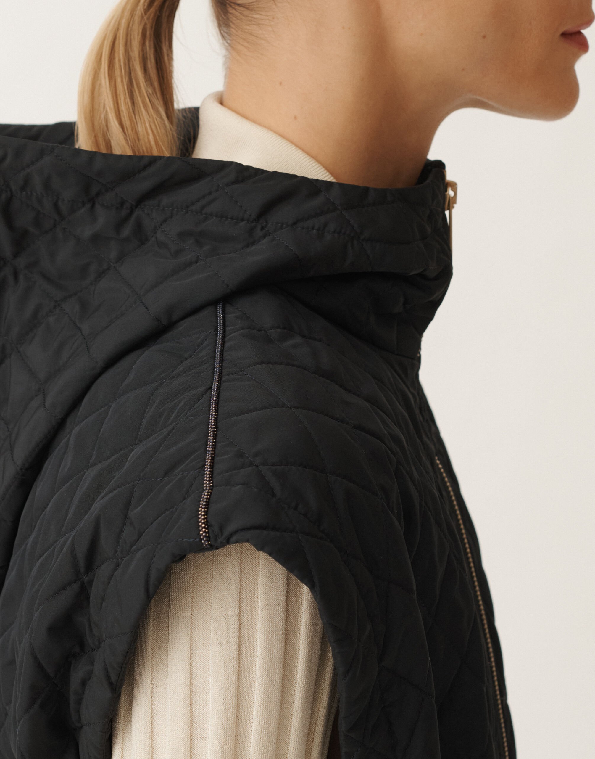 Fabiana Filippi Technical taffeta gilet vanilla, midnight blue BLUE CTD265F244L2970000