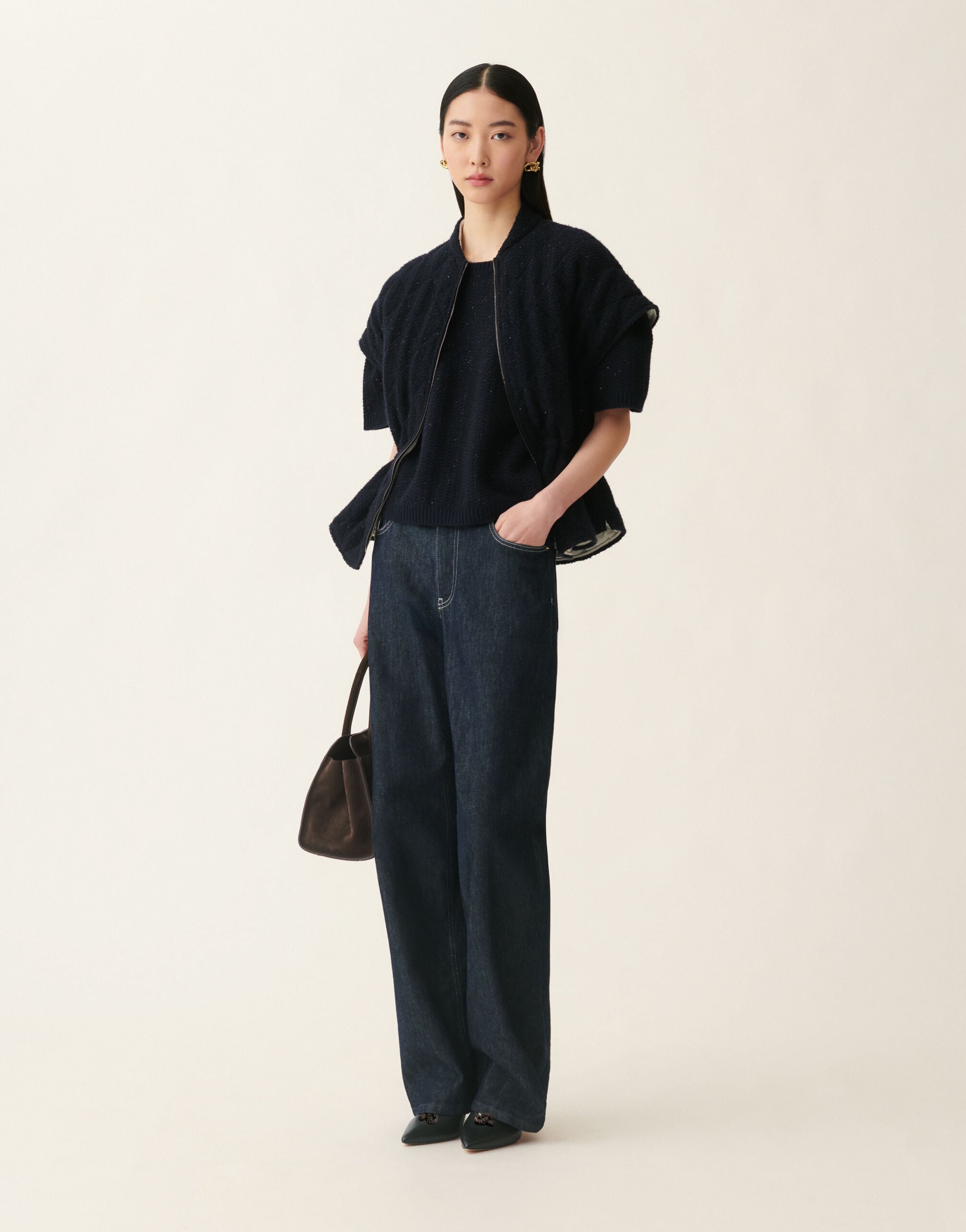 レディースPlatinum sequin sweater, midnight blue Fabiana Filippi
