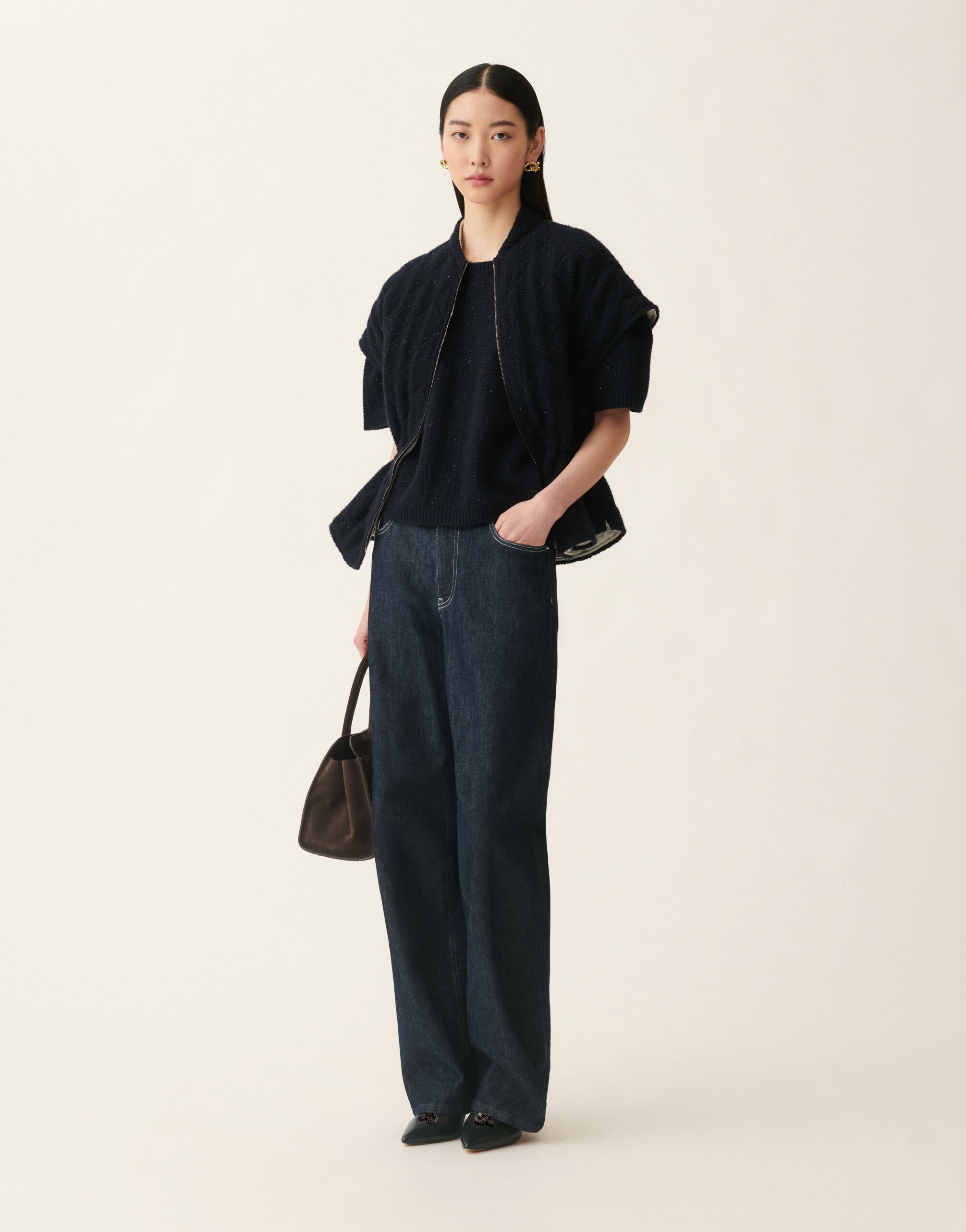 Pull en Platinum avec paillettes, bleu nuit Fabiana Filippi Pull en Platinum avec paillettes, bleu nuit Bleu nuit MAD216F388M3270000