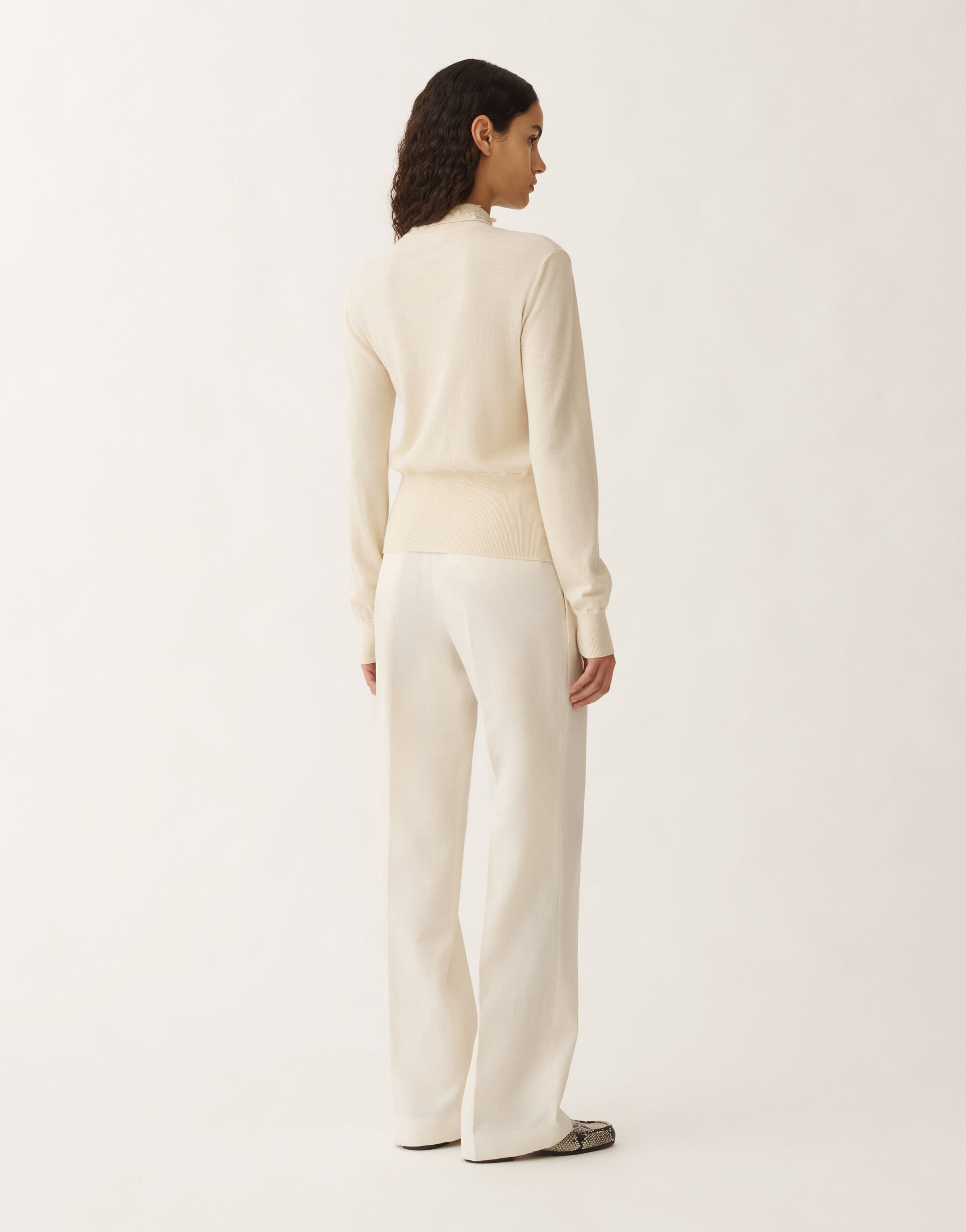 Fabiana Filippi Polo en laine et coton, vanille BLANC MAD265F054L1630000