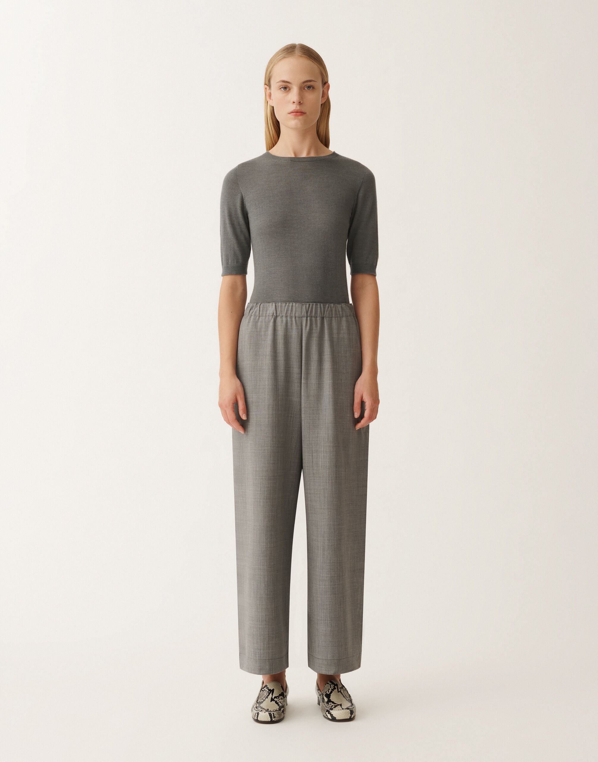 Fabiana Filippi Pantalon Trevi en laine froide, rocher chiné GRIS PAD265F310D6200000